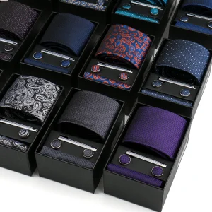 Luxury Tie Set For Men Business Gift Box Wedding Party Fashion Men Tie Set Paisley Handchief Cufflink Tie-Clip Suit Gift For Man