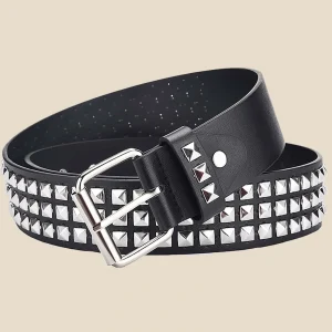 Fashion New Square Bead Rivet Belt Metal Pyramid Belt Men and Women Punk Hardware Jeans Belt Y2K Belt Designer Belt Women's Belt